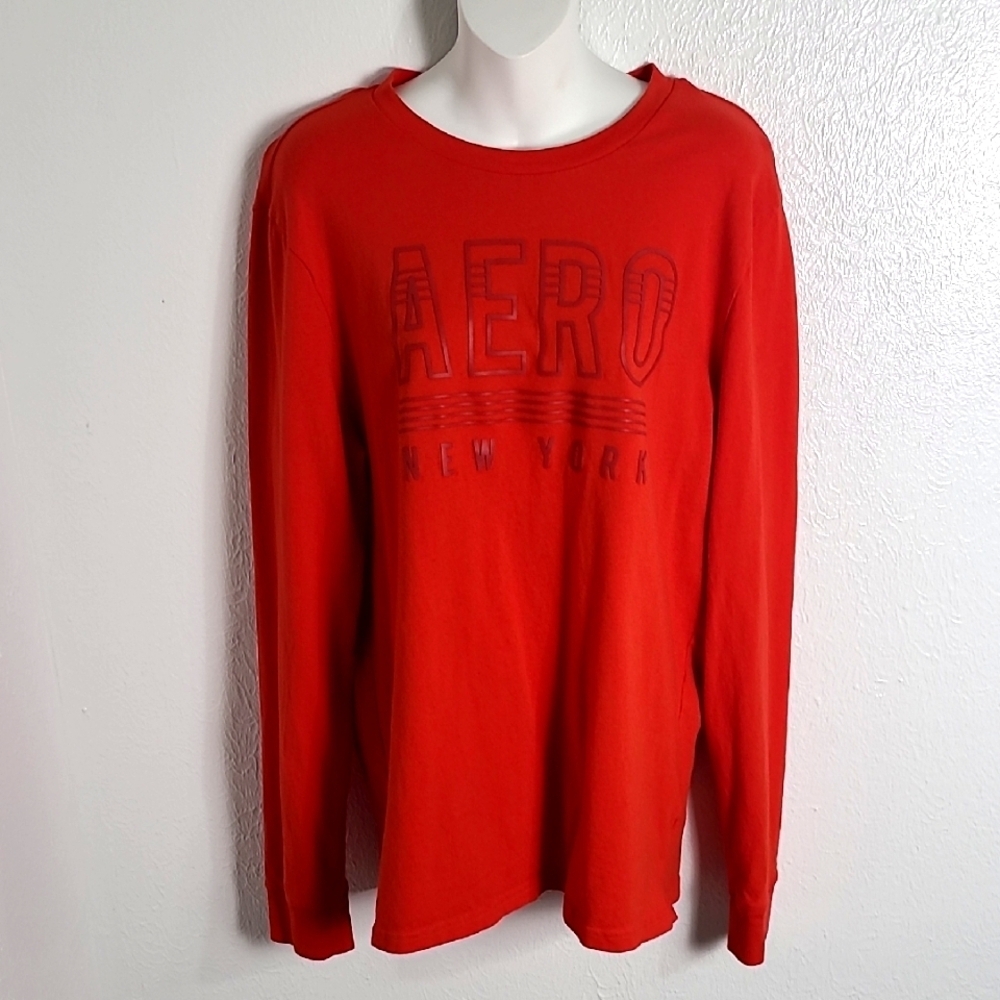 Aeropostale New York Red Long Sleeve T-Shirt with Logo Aero NY on Front, Size XL